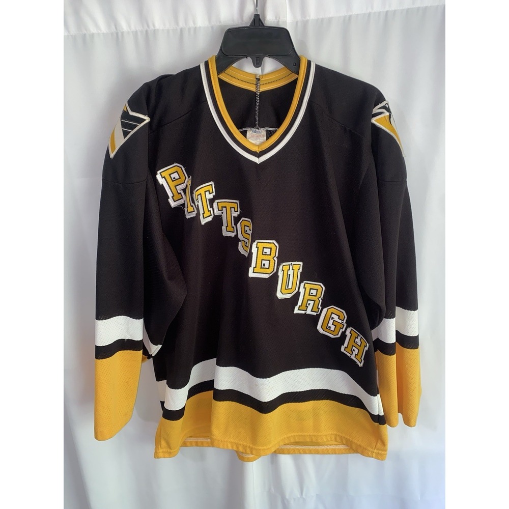 VINTAGE CCM Maska Air Knit Pittsburgh Penguins Hockey Jersey Mens Medium 90s